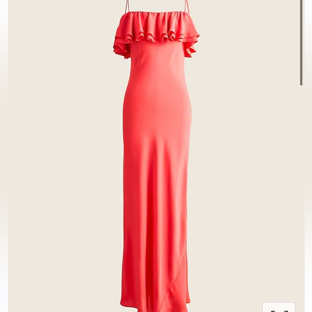 Coral Ruffle Silk Bias Cut Dress size 8